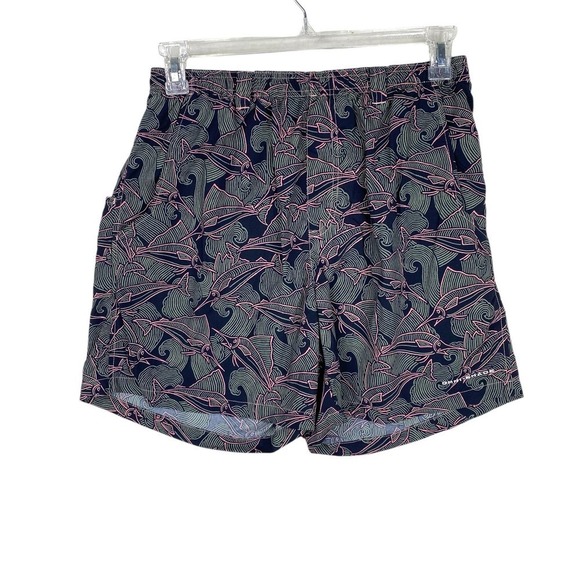 Columbia PFG Super Backcast Swim Shorts Black Pink Fish Print Men's Size Medium - Picture 1 of 7